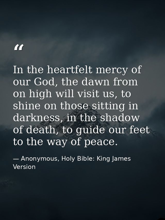 In the heartfelt mercy of our God, the dawn from on high will visit us, to shine on those sitting in darkness, in the sh — Anonymous, Holy Bible: King James Version