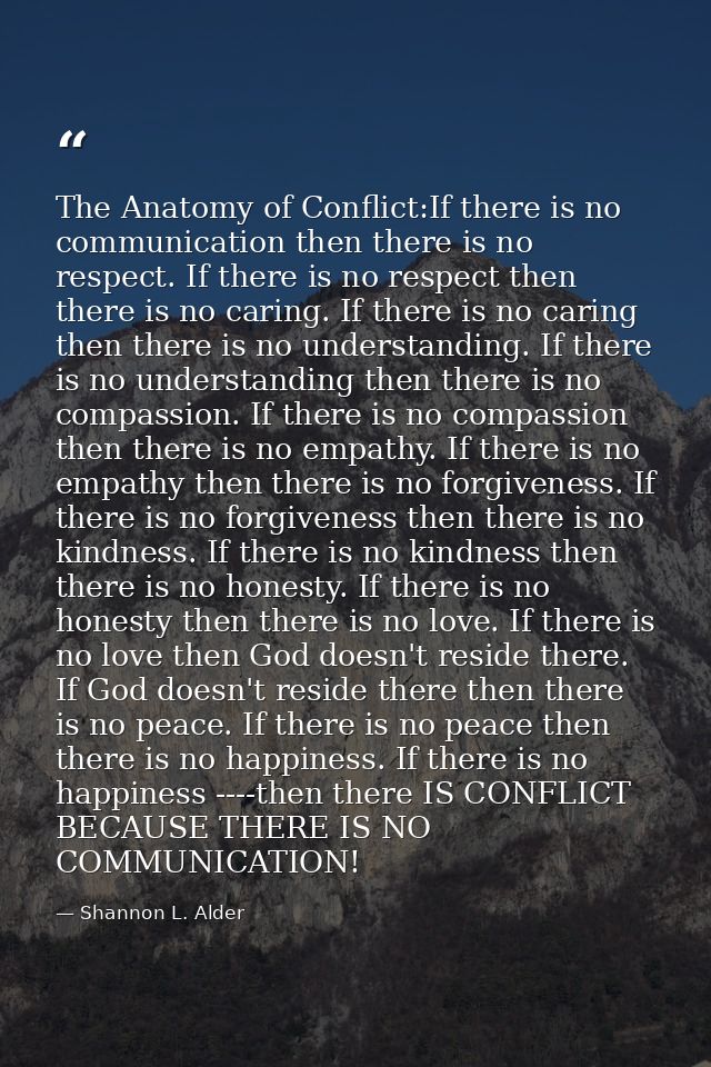 The Anatomy of Conflict:If there is no communication then there is no respect. If there is no respect then there is no c — Shannon L. Alder