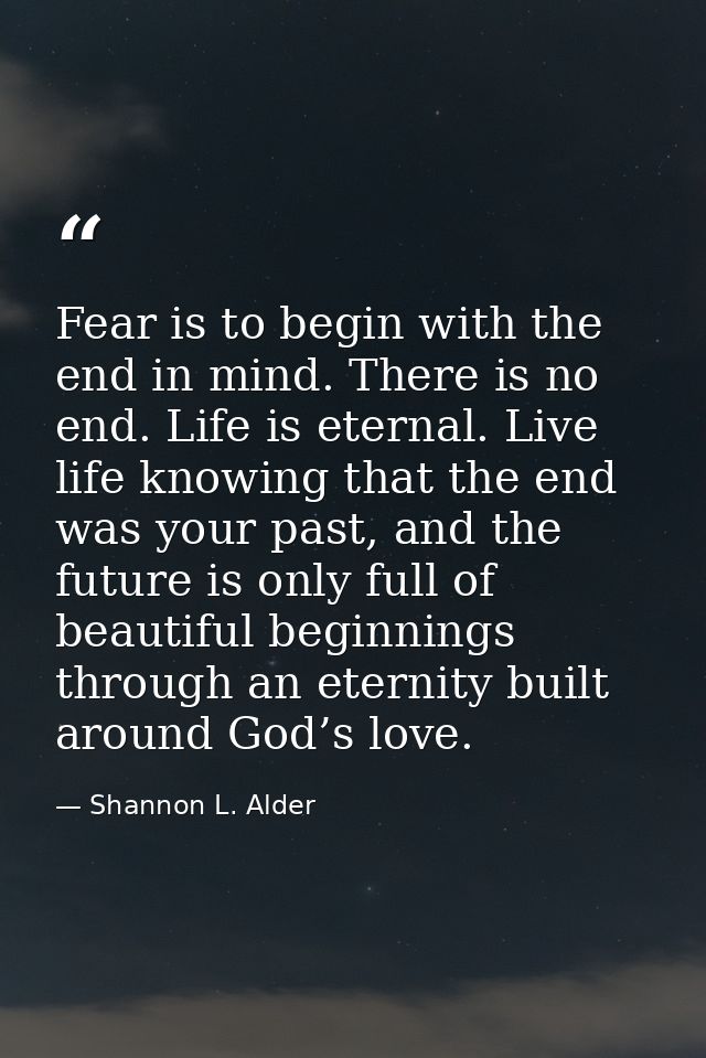 Fear is to begin with the end in mind. There is no end. Life is eternal. Live life knowing that the end was your past, a — Shannon L. Alder