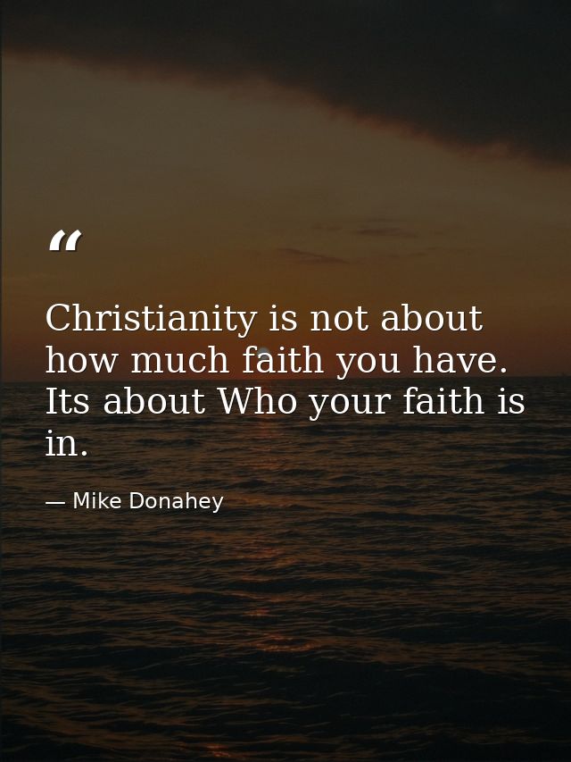 Christianity is not about how much faith you have. Its about Who your faith is in. — Mike Donahey