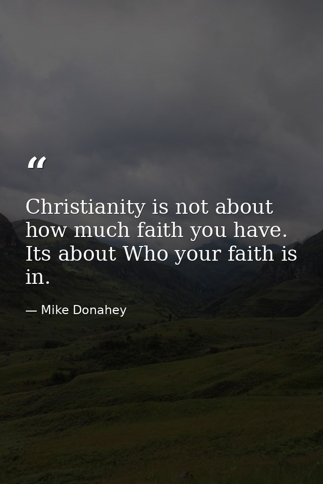 Christianity is not about how much faith you have. Its about Who your faith is in. — Mike Donahey
