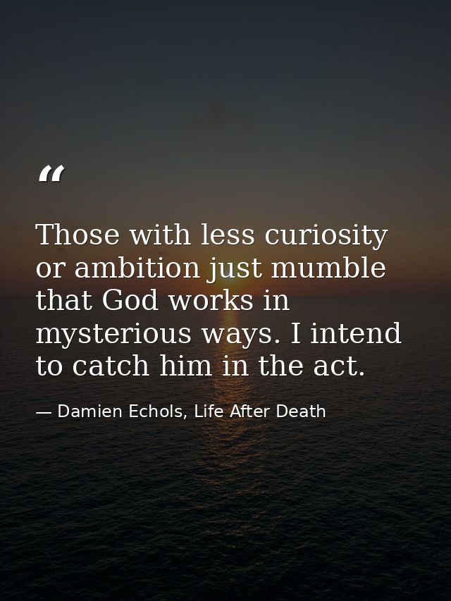 Those with less curiosity or ambition just mumble that God works in mysterious ways. I intend to catch him in the act. — Damien Echols, Life After Death