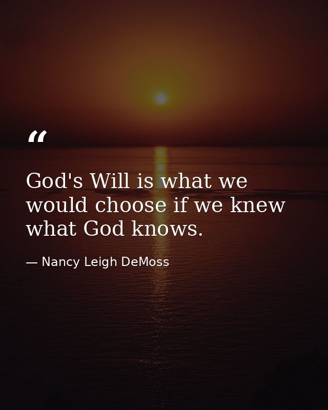 God's Will is what we would choose if we knew what God knows. — Nancy Leigh DeMoss