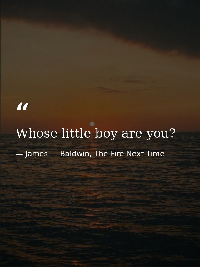 Whose little boy are you? — James     Baldwin, The Fire Next Time