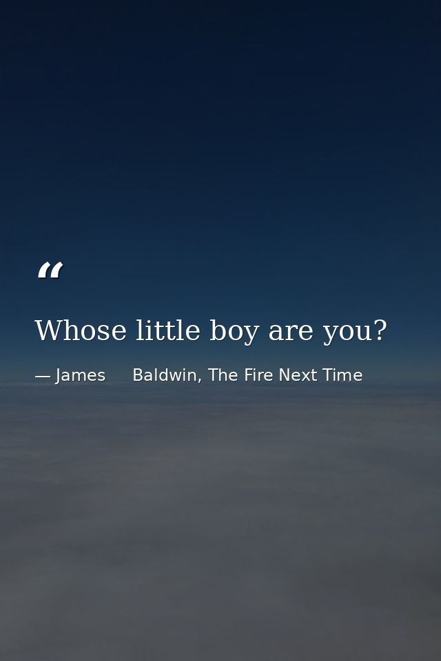 Whose little boy are you? — James     Baldwin, The Fire Next Time