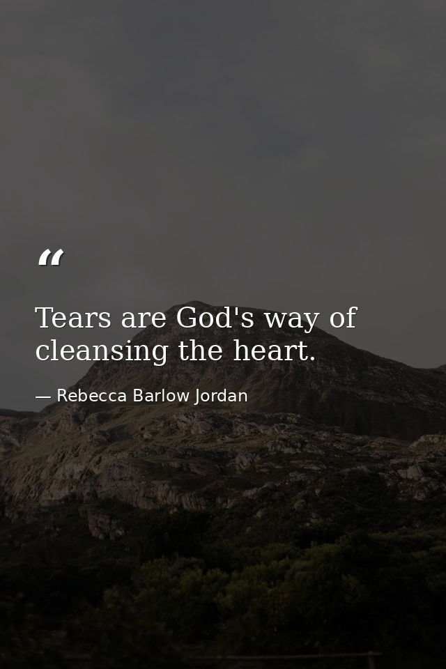 Tears are God's way of cleansing the heart. — Rebecca Barlow Jordan