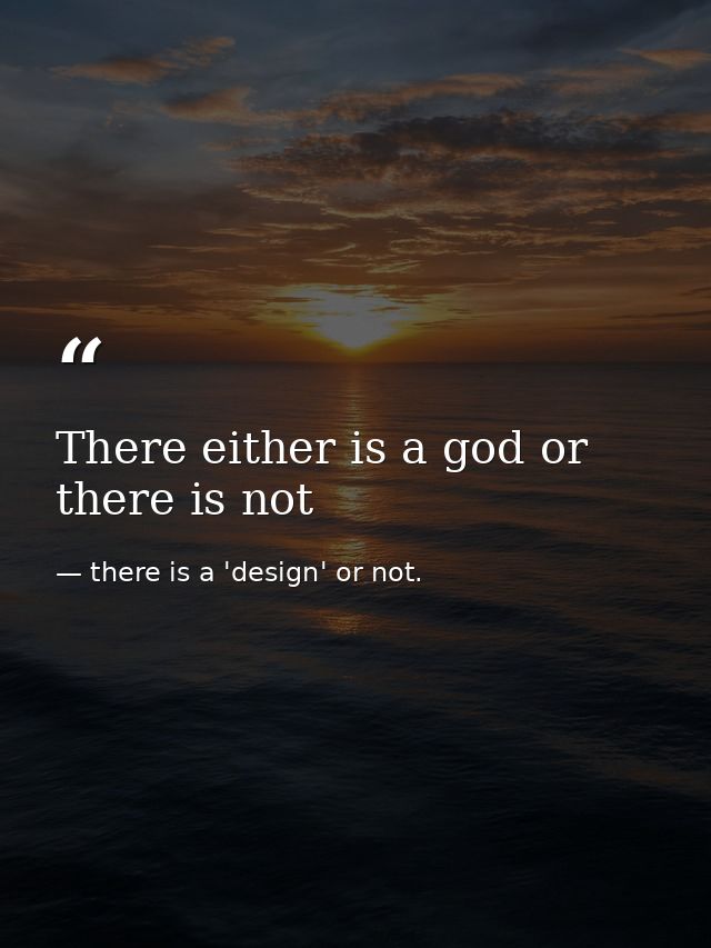 There either is a god or there is not — there is a 'design' or not.