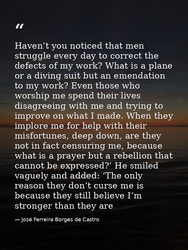 Haven’t you noticed that men struggle every day to correct the defects of my work? What is a plane or a diving suit but  — José Ferreira Borges de Castro