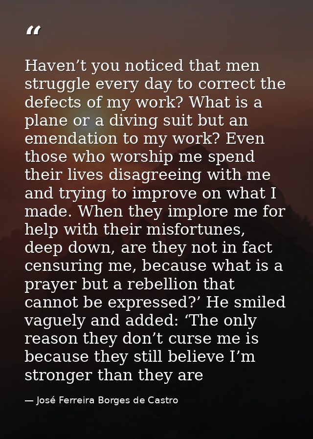 Haven’t you noticed that men struggle every day to correct the defects of my work? What is a plane or a diving suit but  — José Ferreira Borges de Castro