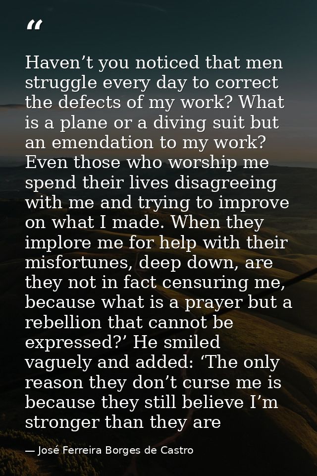Haven’t you noticed that men struggle every day to correct the defects of my work? What is a plane or a diving suit but  — José Ferreira Borges de Castro