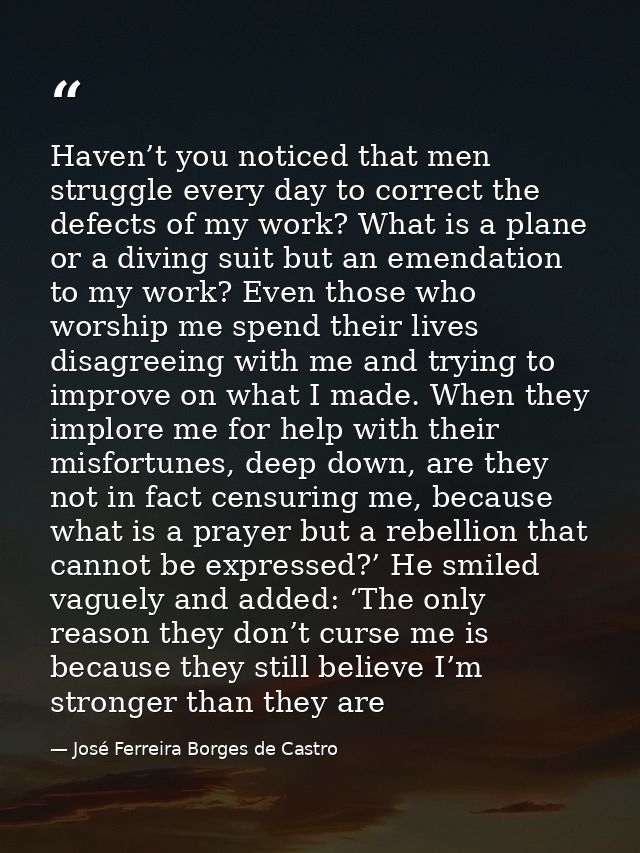 Haven’t you noticed that men struggle every day to correct the defects of my work? What is a plane or a diving suit but  — José Ferreira Borges de Castro