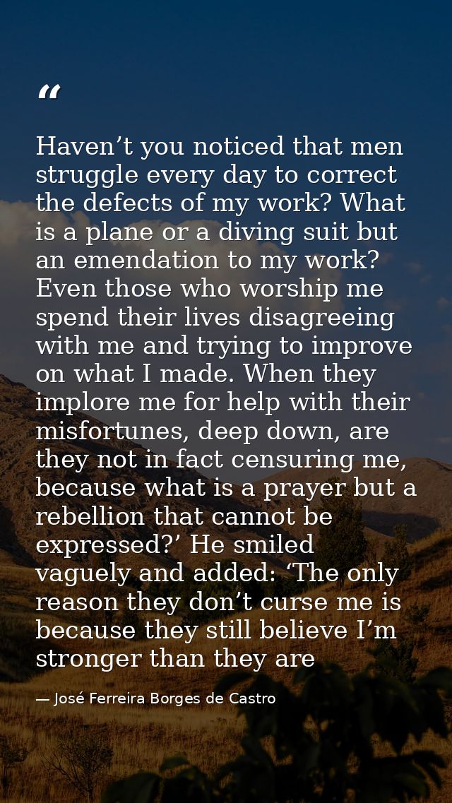 Haven’t you noticed that men struggle every day to correct the defects of my work? What is a plane or a diving suit but  — José Ferreira Borges de Castro