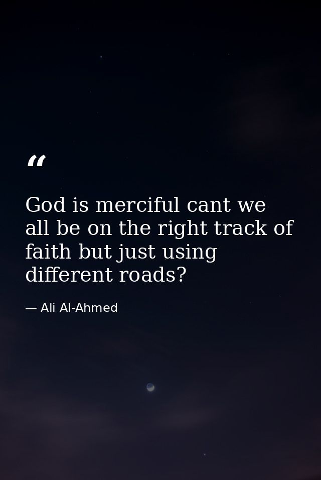 God is merciful cant we all be on the right track of faith but just using different roads? — Ali Al-Ahmed