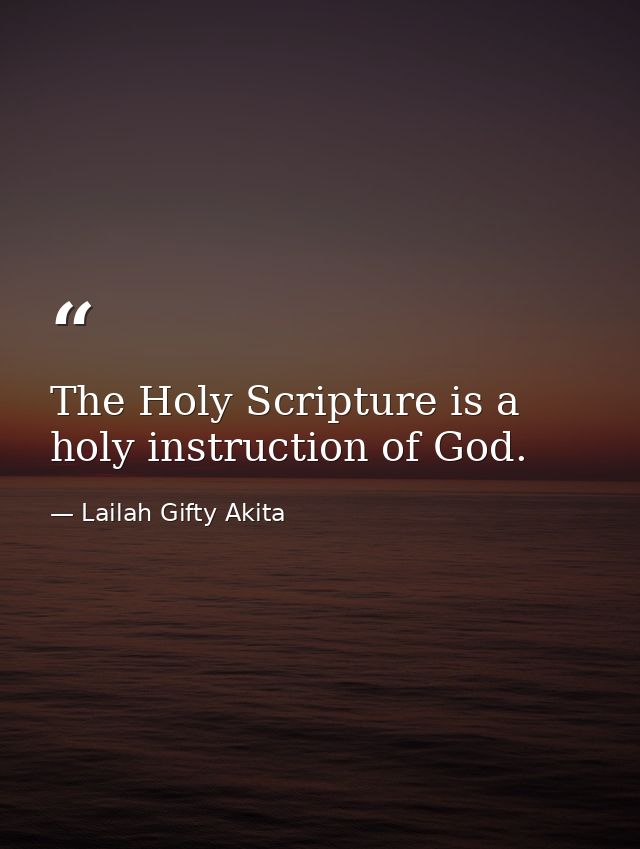 The Holy Scripture is a holy instruction of God. — Lailah Gifty Akita