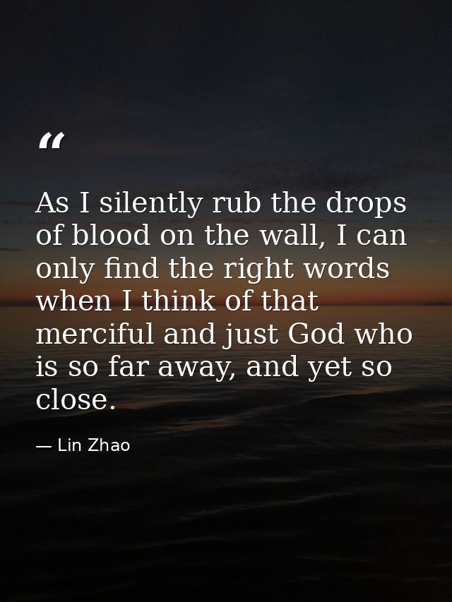 As I silently rub the drops of blood on the wall, I can only find the right words when I think of that merciful and just — Lin Zhao