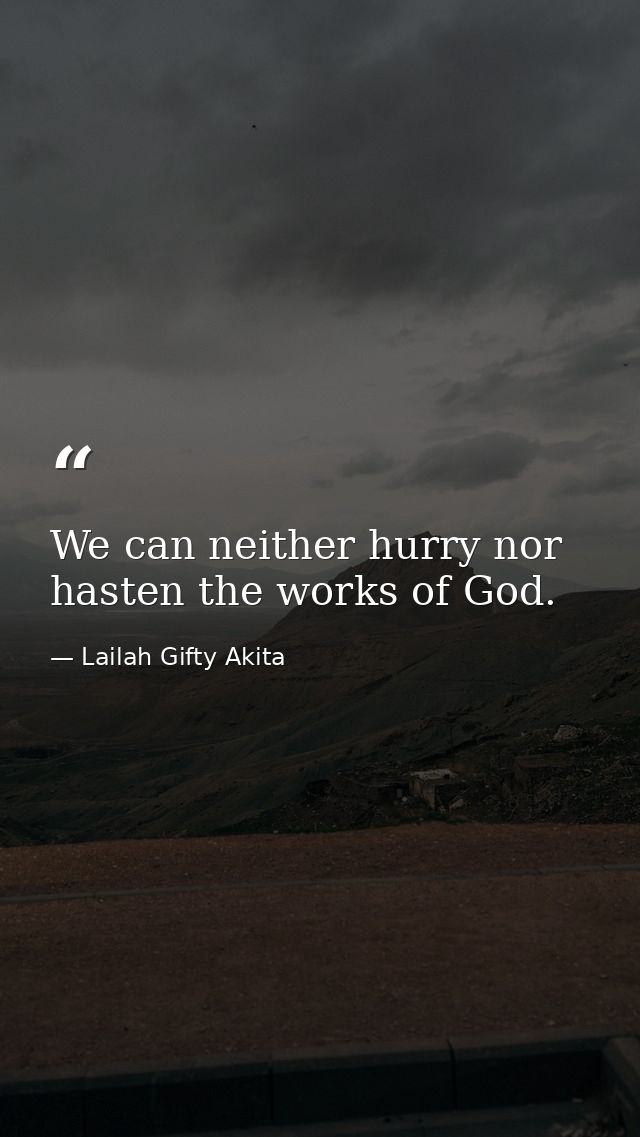 We can neither hurry nor hasten the works of God. — Lailah Gifty Akita