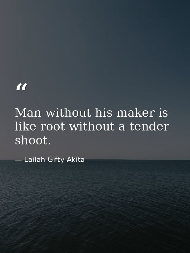 Man without his maker is like root without a tender shoot. — Lailah Gifty Akita