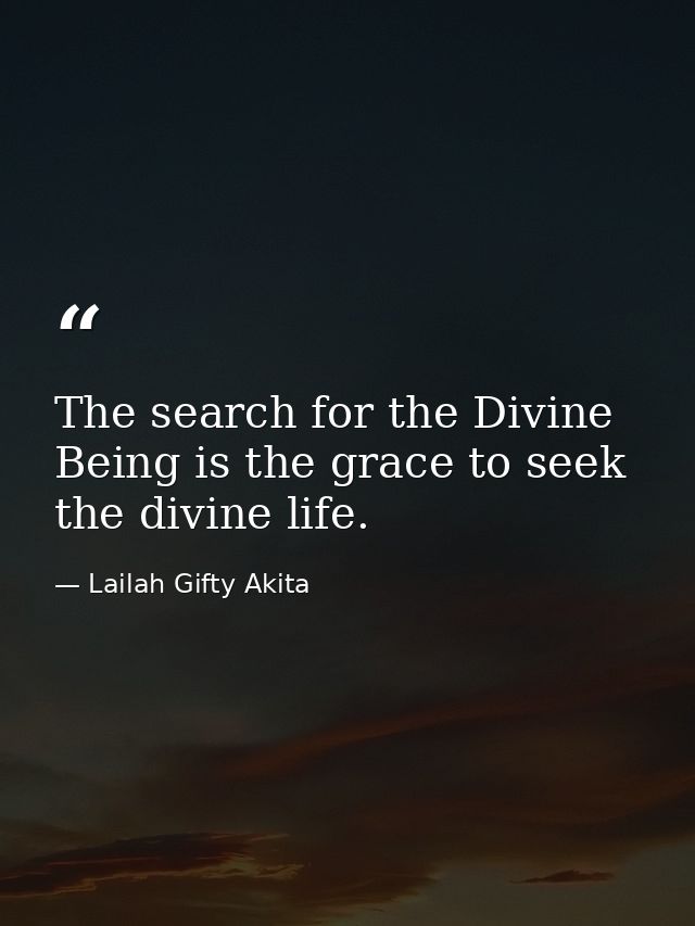 The search for the Divine Being is the grace to seek the divine life. — Lailah Gifty Akita