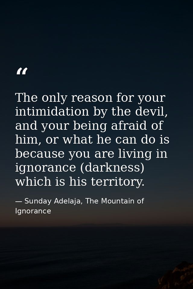 The only reason for your intimidation by the devil, and your being afraid of him, or what he can do is because you are l — Sunday Adelaja, The Mountain of Ignorance