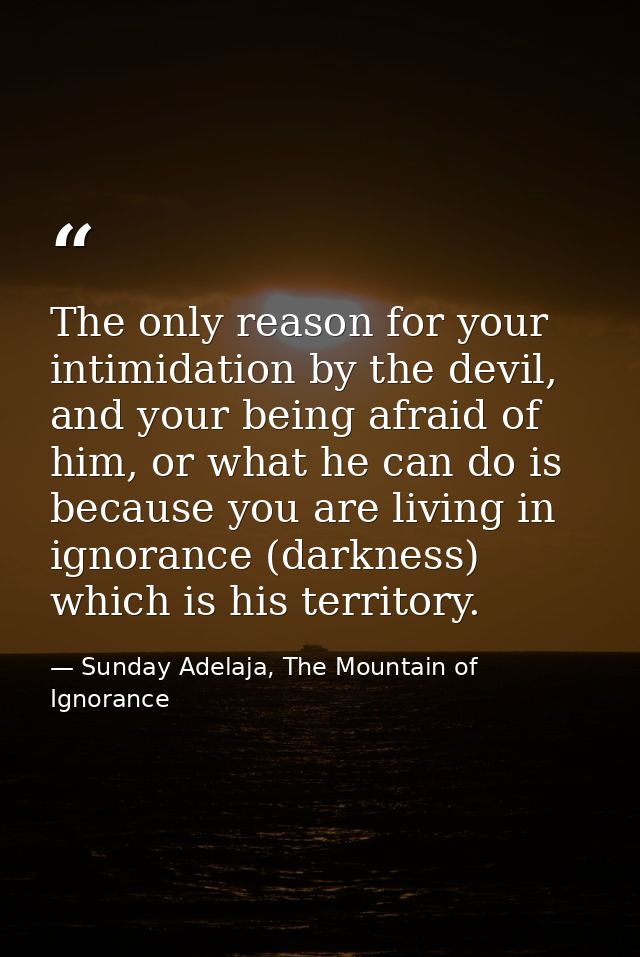 The only reason for your intimidation by the devil, and your being afraid of him, or what he can do is because you are l — Sunday Adelaja, The Mountain of Ignorance