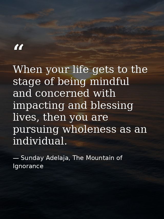 When your life gets to the stage of being mindful and concerned with impacting and blessing lives, then you are pursuing — Sunday Adelaja, The Mountain of Ignorance