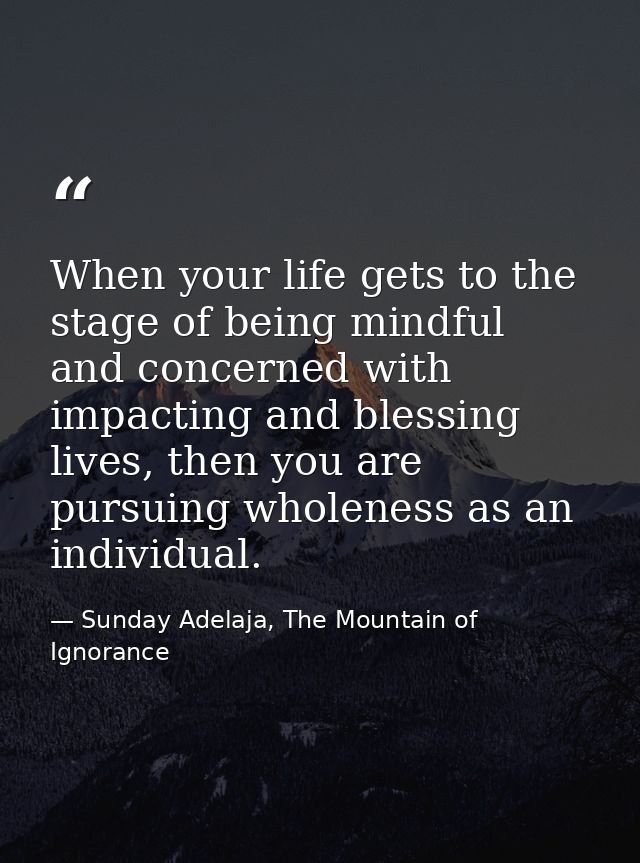 When your life gets to the stage of being mindful and concerned with impacting and blessing lives, then you are pursuing — Sunday Adelaja, The Mountain of Ignorance