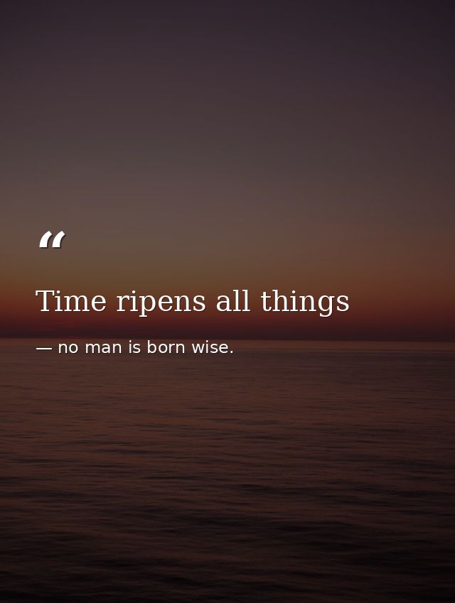 Time ripens all things — no man is born wise.