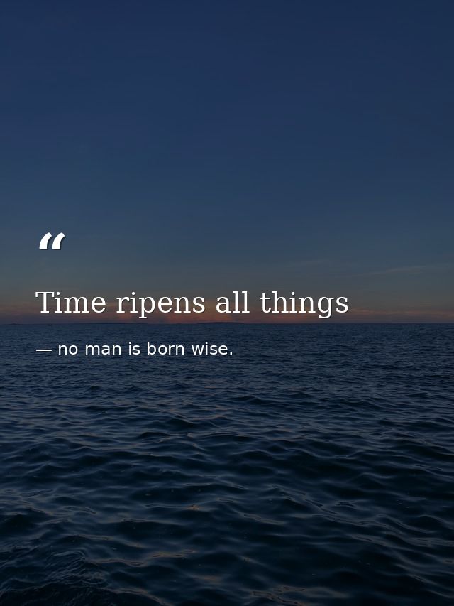 Time ripens all things — no man is born wise.