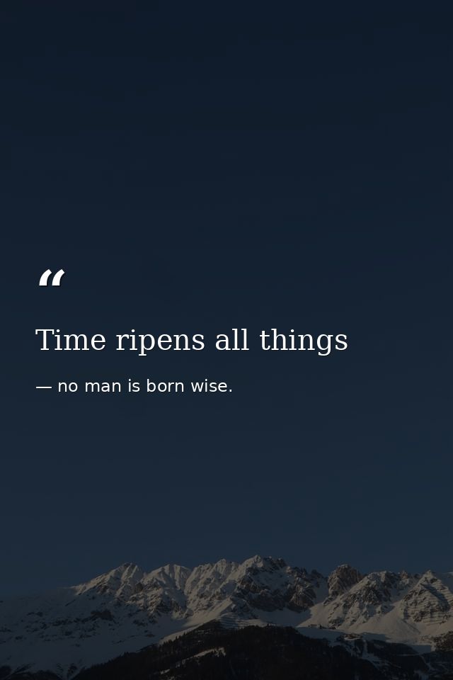 Time ripens all things — no man is born wise.