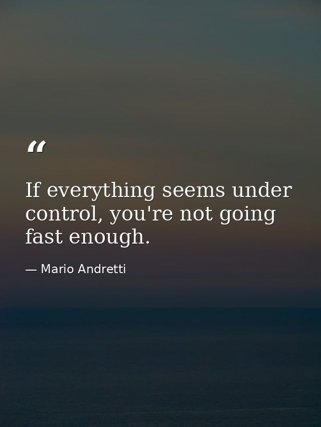 If everything seems under control, you're not going fast enough. — Mario Andretti