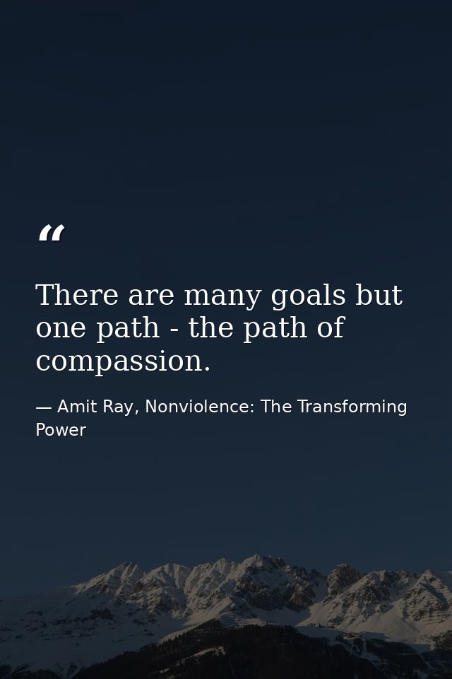 There are many goals but one path - the path of compassion. — Amit Ray, Nonviolence: The Transforming Power