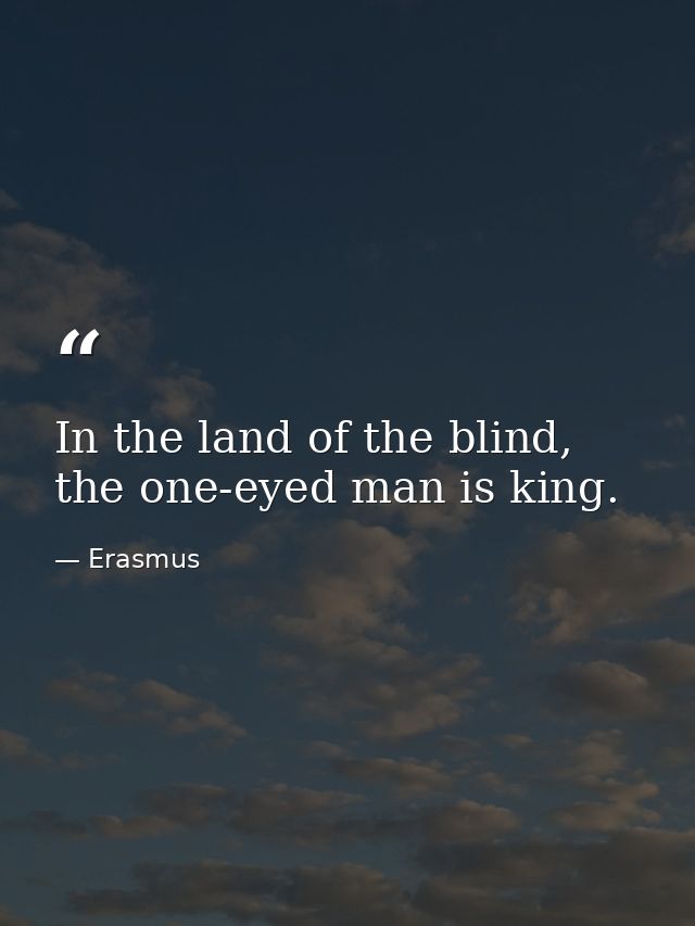 In the land of the blind, the one-eyed man is king. — Erasmus