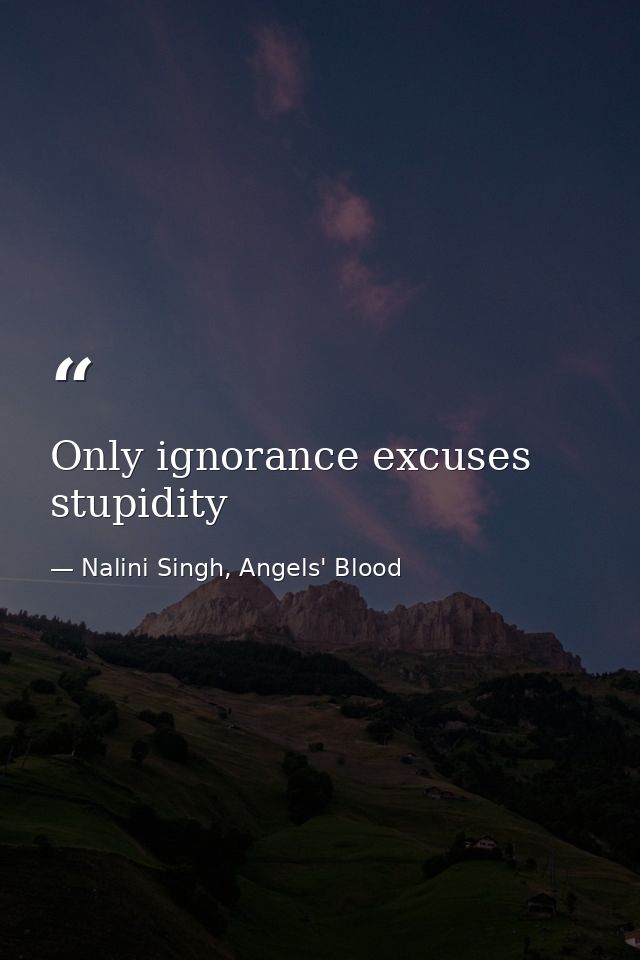 Only ignorance excuses stupidity — Nalini Singh, Angels' Blood