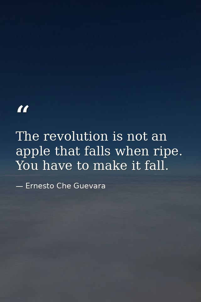 The revolution is not an apple that falls when ripe. You have to make it fall. — Ernesto Che Guevara