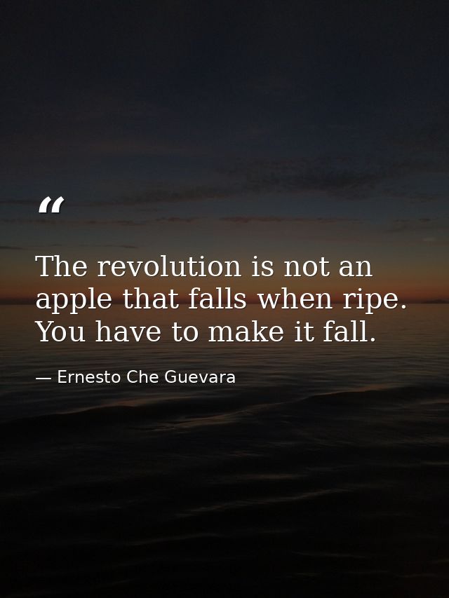 The revolution is not an apple that falls when ripe. You have to make it fall. — Ernesto Che Guevara