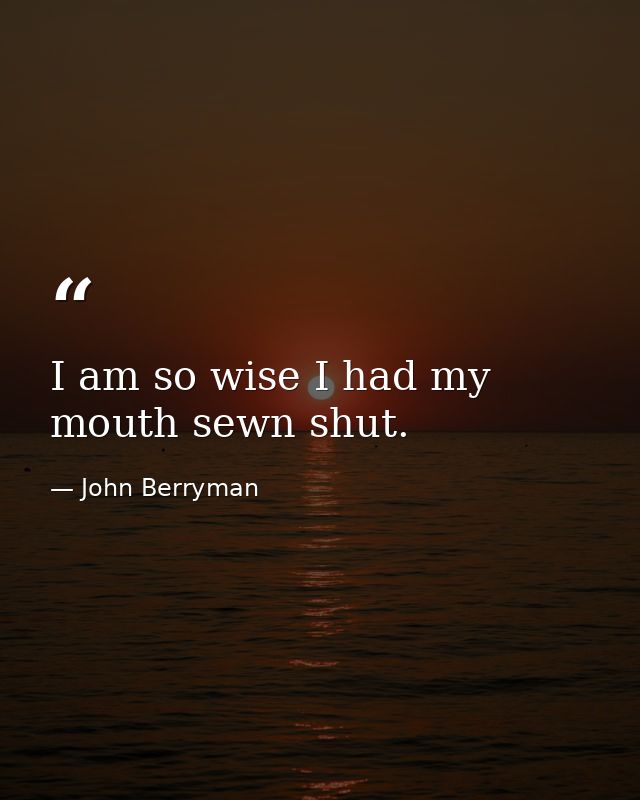 I am so wise I had my mouth sewn shut. — John Berryman