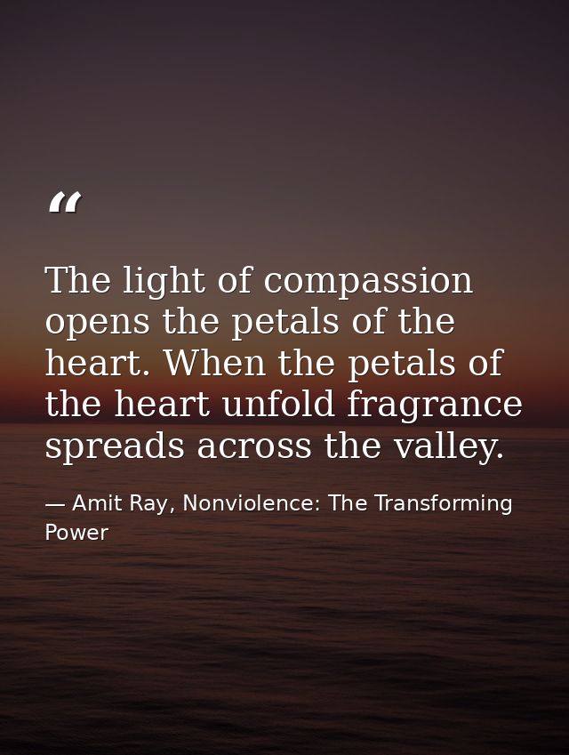 The light of compassion opens the petals of the heart. When the petals of the heart unfold fragrance spreads across the  — Amit Ray, Nonviolence: The Transforming Power