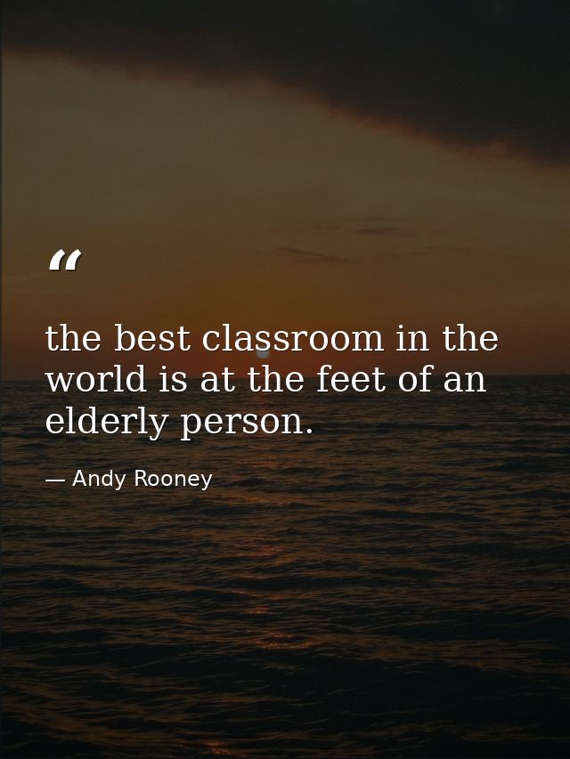 the best classroom in the world is at the feet of an elderly person. — Andy Rooney