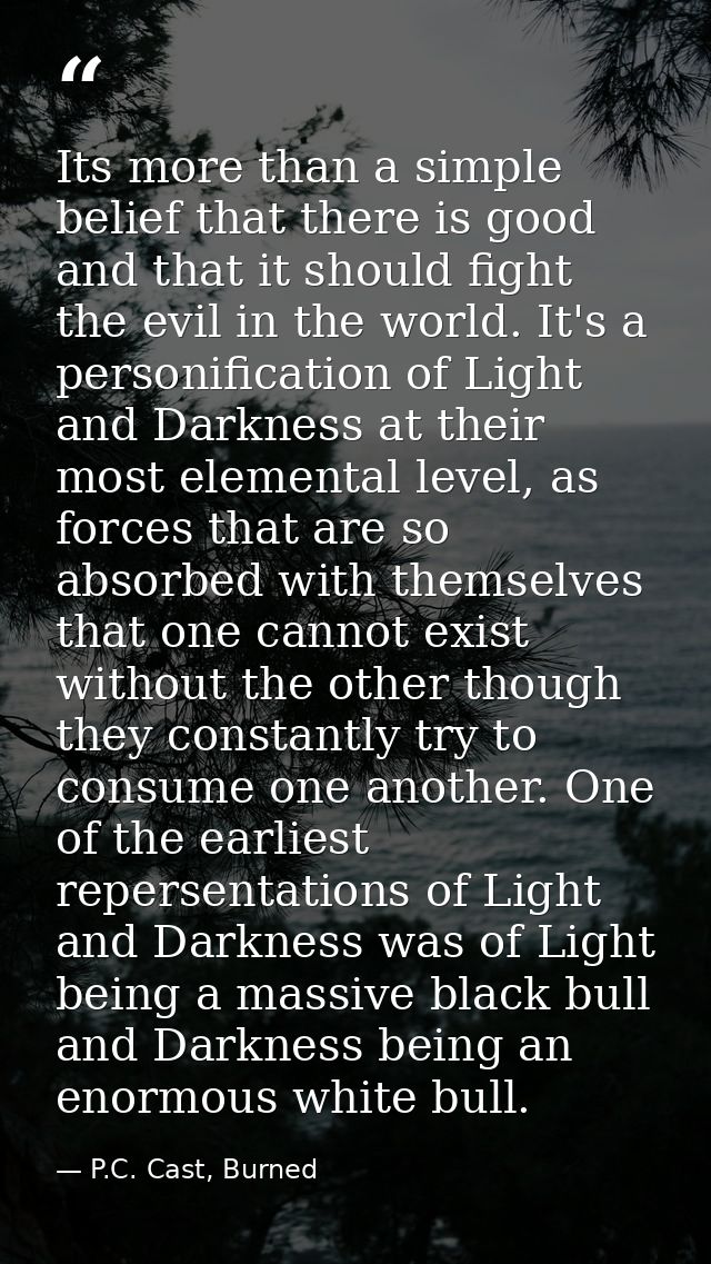 Its more than a simple belief that there is good and that it should fight the evil in the world. It's a personification  — P.C. Cast, Burned