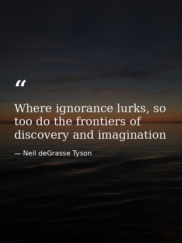 Where ignorance lurks, so too do the frontiers of discovery and imagination — Neil deGrasse Tyson