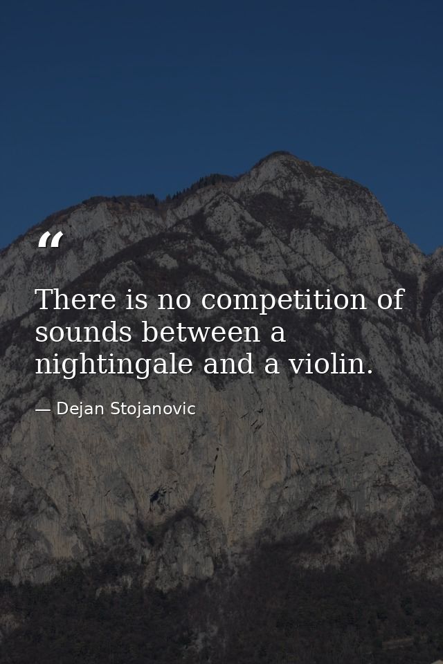 There is no competition of sounds between a nightingale and a violin. — Dejan Stojanovic