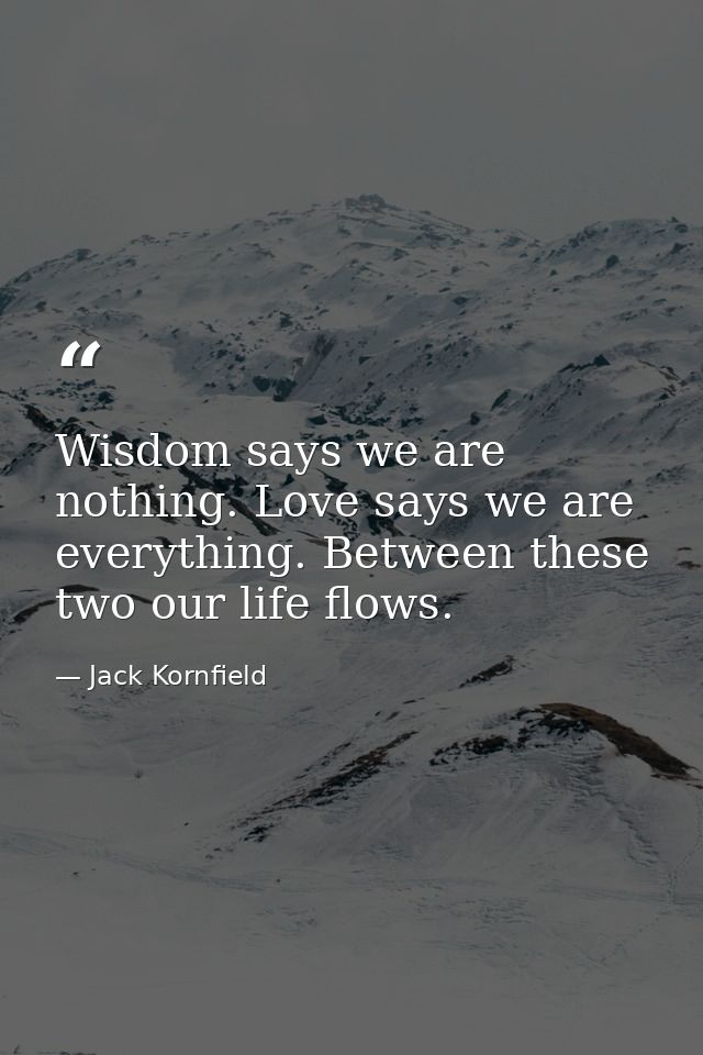 Wisdom says we are nothing. Love says we are everything. Between these two our life flows. — Jack Kornfield