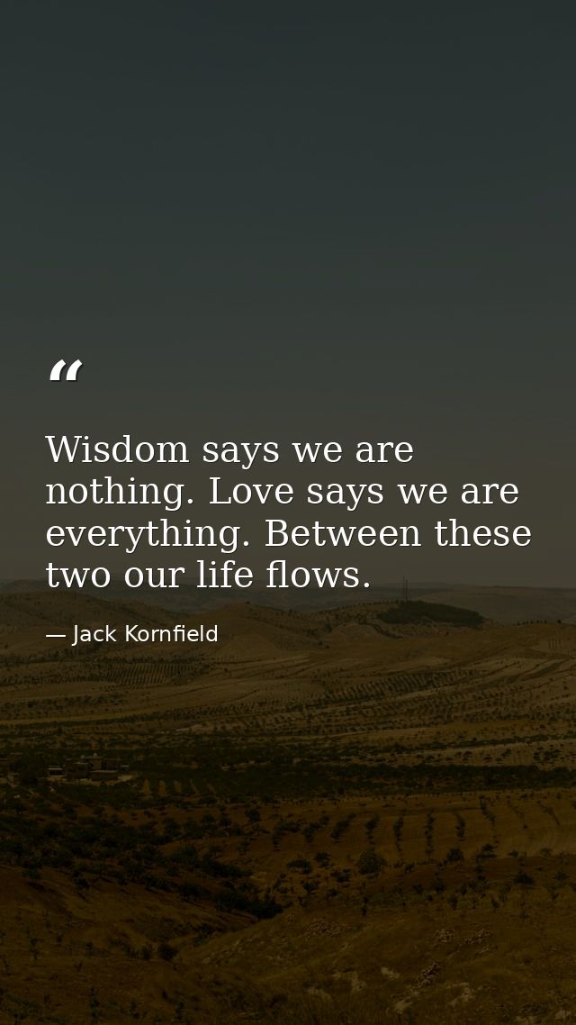 Wisdom says we are nothing. Love says we are everything. Between these two our life flows. — Jack Kornfield