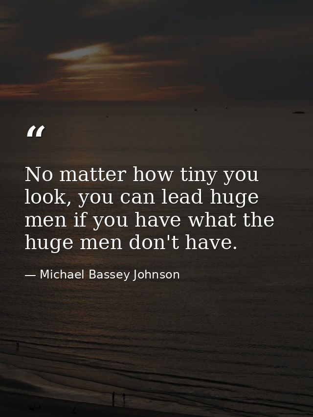 No matter how tiny you look, you can lead huge men if you have what the huge men don't have. — Michael Bassey Johnson