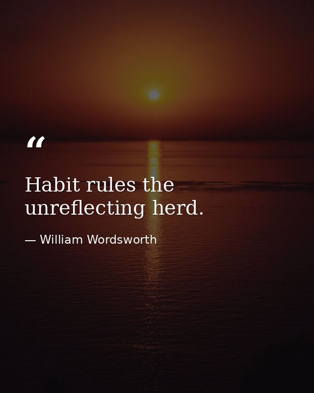 Habit rules the unreflecting herd. — William Wordsworth