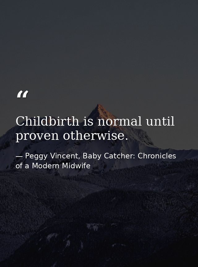 Childbirth is normal until proven otherwise. — Peggy Vincent, Baby Catcher: Chronicles of a Modern Midwife