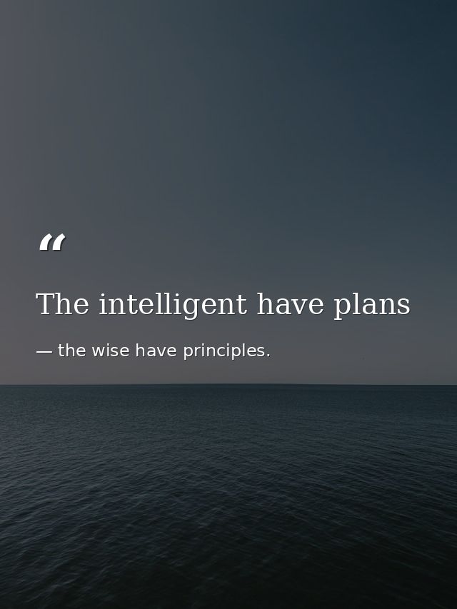 The intelligent have plans — the wise have principles.
