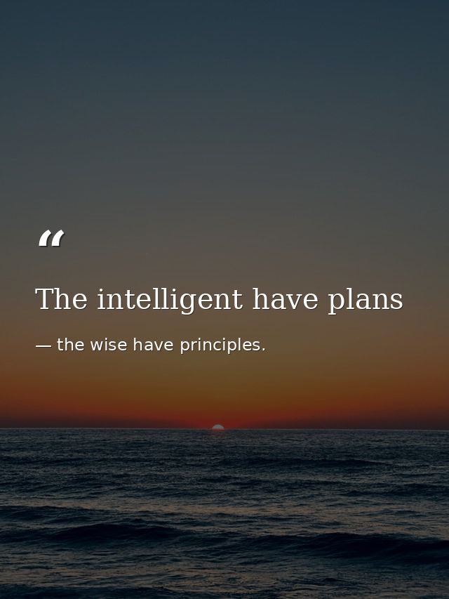 The intelligent have plans — the wise have principles.