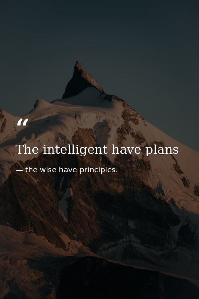 The intelligent have plans — the wise have principles.