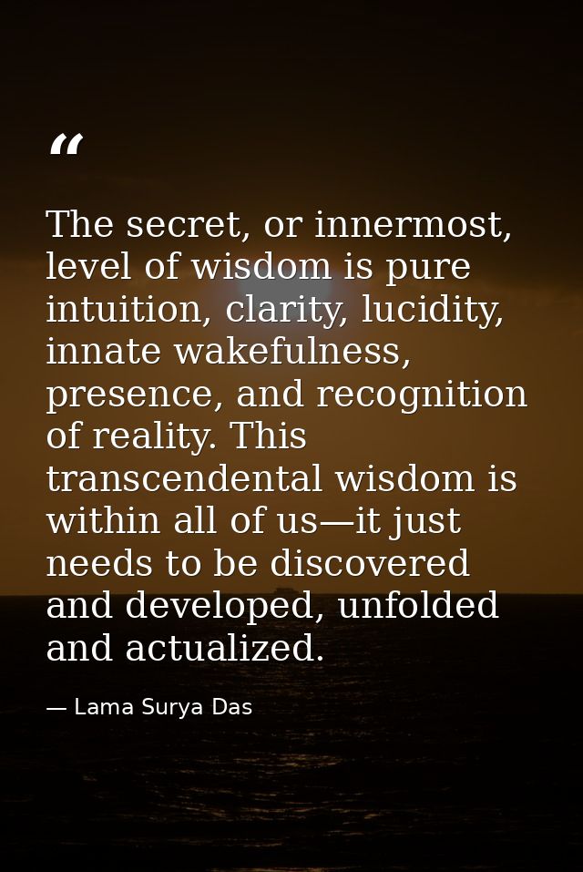 The secret, or innermost, level of wisdom is pure intuition, clarity, lucidity, innate wakefulness, presence, and recogn — Lama Surya Das